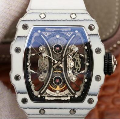 Richard Mille Replica Watch RM53-01 PABLO MAC DONOUGH Carbon WHITE RUBBER Men
